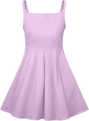 Tween Girls Sundress Spaghetti Strap Summer Dress Flowy Beach Vacation Dress Square Neck A Line Loose Casual Dresses in Saudi Arabia