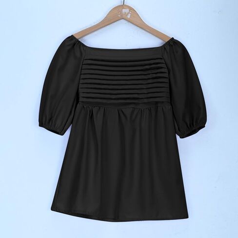 Summer Dresses Girls Square Neck Puff Sleeve Sundress A-Line Smocked Mini Dresses Casual Beach Dress Size 3-12 Years in Saudi Arabia