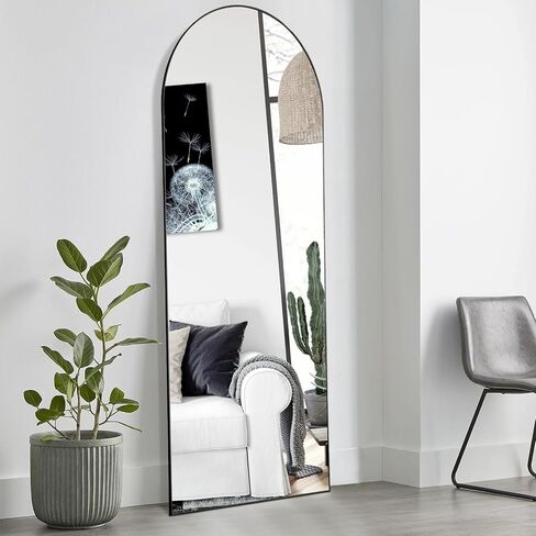 OLIXIS Full Length Mirror 59"x16" for Bedroom, Full Body Mirror with Stand, Hanging or Leaning for Wall, Aluminum Alloy Thin Frame Floor Standing for Living Room, Long, Deep Black in Saudi Arabia