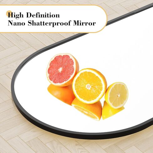 OLIXIS Full Length Mirror 59"x16" for Bedroom, Full Body Mirror with Stand, Hanging or Leaning for Wall, Aluminum Alloy Thin Frame Floor Standing for Living Room, Long, Deep Black in Saudi Arabia