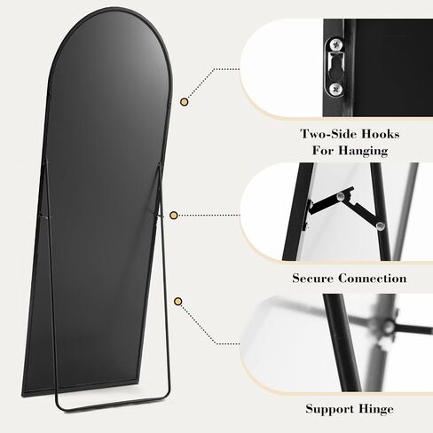 OLIXIS Full Length Mirror 59"x16" for Bedroom, Full Body Mirror with Stand, Hanging or Leaning for Wall, Aluminum Alloy Thin Frame Floor Standing for Living Room, Long, Deep Black in Saudi Arabia