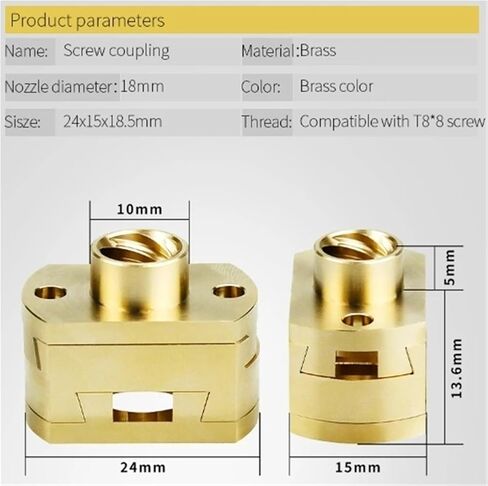 2pcs 3D Printer Coupling 18mm Coupler Z Axis T8 Screw Ball Screw Coupling in Saudi Arabia