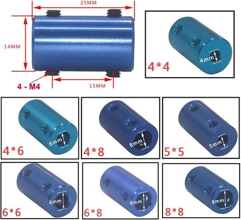 1pcs DC Motor Shaft Couplings Shaft 8mm Coupling 4x4mm 4x6mm 4x8mm 5x5mm 6x6mm 6x8mm 8x8mm Coupler Motor Shaft(6mm x 6mm) in Saudi Arabia