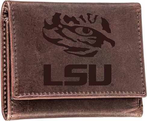 Team Sports America NCAA LSU Brown Wallet | ثلاثي-فولد | شعار مختوم مرخص رسميا | مصنوع من الجلد | منظم المال والبطاقات | صندوق الهدايا المدرجة in Saudi Arabia