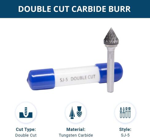 Benchmark Abrasives 60-degree Countersink Premium Double Cut Tungsten Carbide Burr for Metal Wood Welding Deburring Sculpting High-Speed Die Grinders enclosed in Plastic Capsule 1/4" Shank (SJ-5) in Saudi Arabia