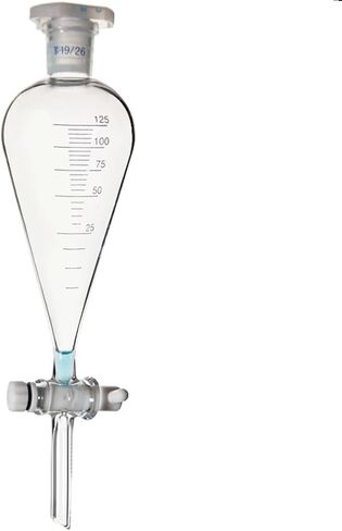 Graduated Pear-Shaped Separation Funnel with Stopper - Lab Glassware for Experiments - 250ml Capacity - Ideal for Laboratory Use - Durable and Accurate Measurement in Saudi Arabia