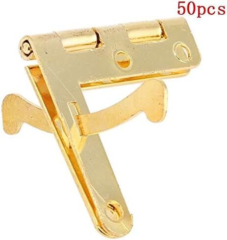 50Pcs 90° Angle Support Small Box Hinges Hinge for Jewelry Wine Case Watch Wooden Lid Rubber Wedge Door Stopper(Gold) in Saudi Arabia