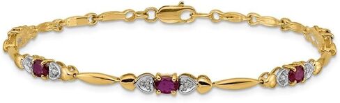 14K Gold 4x3 mm Gemstone and Diamond Bracelet 7" in Kuwait