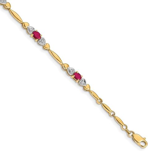 14K Gold 4x3 mm Gemstone and Diamond Bracelet 7" in Kuwait