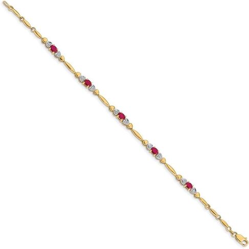 14K Gold 4x3 mm Gemstone and Diamond Bracelet 7" in Kuwait
