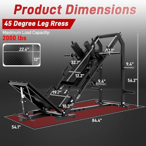 4 in 1 Leg Press Hack Squat Machine Combo, Professional Adjustable Leg Press Machine for Home Gym with Linear Bearing, 45 Degree Lower Body Training for Glutes, Calves, Quads, Hamstring, Home Gym Leg in Saudi Arabia