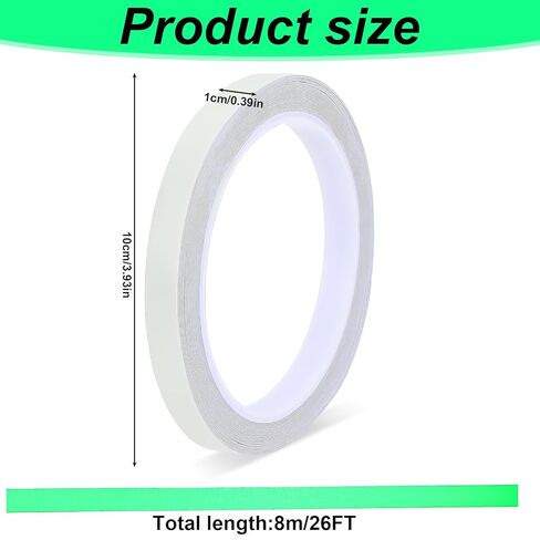 GlowTape: 27ft x 0.4in Waterproof, Luminous Tape - Glows in Dark for Stage, Stair, Outdoor Use in Saudi Arabia