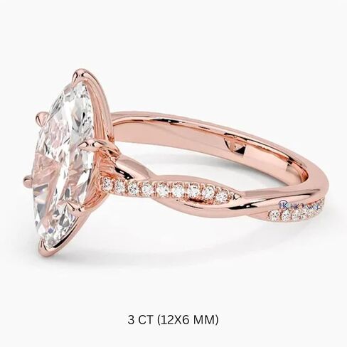 1-3 CT Marquise Moissanite Engagement Ring Colorless VVS1 10K 14K 18K Solid Gold & 925 Sterling Silver Twisted Vines Moissanite Ring Christmas Gift For Women (Main Stone : 2 Carat, Yellow) in Saudi Arabia