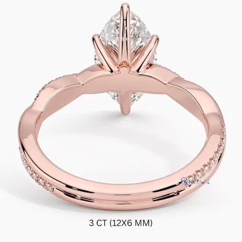 1-3 CT Marquise Moissanite Engagement Ring Colorless VVS1 10K 14K 18K Solid Gold & 925 Sterling Silver Twisted Vines Moissanite Ring Christmas Gift For Women (Main Stone : 2 Carat, Yellow) in Saudi Arabia