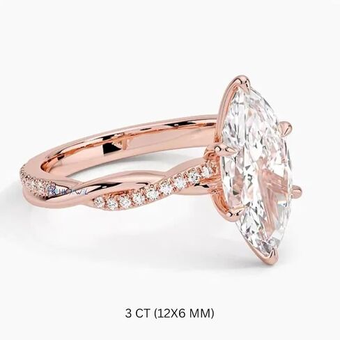 1-3 CT Marquise Moissanite Engagement Ring Colorless VVS1 10K 14K 18K Solid Gold & 925 Sterling Silver Twisted Vines Moissanite Ring Christmas Gift For Women (Main Stone : 2 Carat, Yellow) in Saudi Arabia