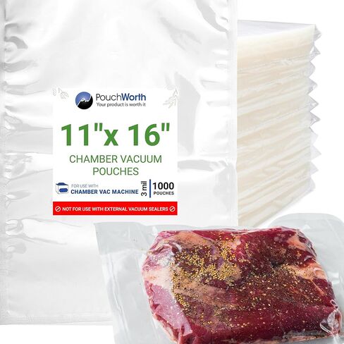 100 pcs Clear 11" x 16" Gallon, 3 mil Chamber Machine Pouches, Pre-Cut Chamber Vacuum Sealer Bags, Heavy Duty Seal Pouch, BPA-Free Chamber Sealer Bags with Tear Notch in Saudi Arabia
