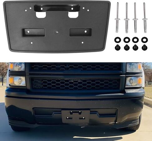 متوافق مع تشيفي سيلفرادو 1500 قوس لوحة رخصة أمامية ث/مسامير 2016-2018،2019 Silverado 1500 LD Pront Pront Plumper Bracket Bracket Pracket Pracket for 23354526 GM1068172 ، Black in Kuwait