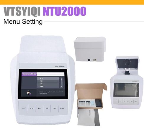 مجموعة عداد عداد تعكر Benchtop مع نطاق تحليل الجسيمات المعلق من 0 إلى 2000 NTU/FNU 0 إلى 500 EBC 0 إلى 9999 ASBC دقة ± 2 ٪ 4 PCS حلول المعايرة السائلة 2 إلى 7 نقطة معايرة USB in Kuwait