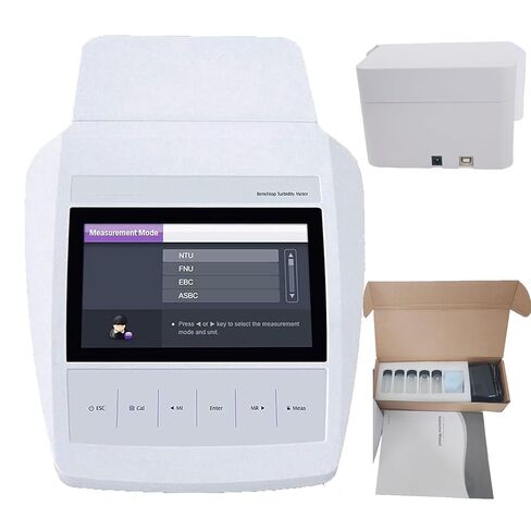 مجموعة عداد عداد تعكر Benchtop مع نطاق تحليل الجسيمات المعلق من 0 إلى 2000 NTU/FNU 0 إلى 500 EBC 0 إلى 9999 ASBC دقة ± 2 ٪ 4 PCS حلول المعايرة السائلة 2 إلى 7 نقطة معايرة USB in Kuwait