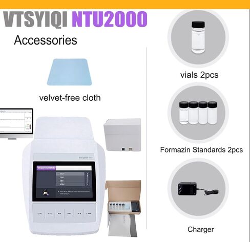 عدادات التعكر في المختبر مقياس الكلية العكسي مع منفذ USB من 0 إلى 2000 NTU/FNU 0 إلى 500 EBC 0 إلى 9999 ASBC دقة ± 2 ٪ 4 PCS حلول المعايرة in Kuwait