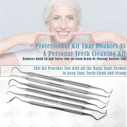 Professional Dental Tarter Scraper Tool Pick, Double Ended Tartar Plaque Remover for Teeth, Tooth Scraper - Added Tooth Cleaning at Home - 100% Stainless Steel, (20 Pieces Kit) in Saudi Arabia