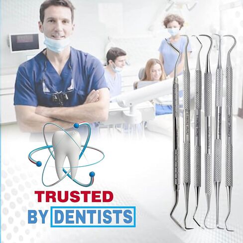 Professional Dental Tarter Scraper Tool Pick, Double Ended Tartar Plaque Remover for Teeth, Tooth Scraper - Added Tooth Cleaning at Home - 100% Stainless Steel, (20 Pieces Kit) in Saudi Arabia