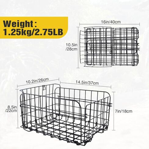WEEROCK Rear Bike Basket Wire Mesh Detchable Foldable Rear Rack Basket Bike Accessories in Saudi Arabia