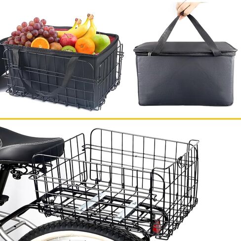 WEEROCK Rear Bike Basket Wire Mesh Detchable Foldable Rear Rack Basket Bike Accessories in Saudi Arabia