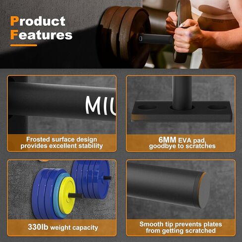 حامل لوحة الوزن ، 6 حزمة رف لوحة الوزن ، تناسب 2 بوصة تخزين الألواح الأولمبية الصالة الرياضية in Kuwait