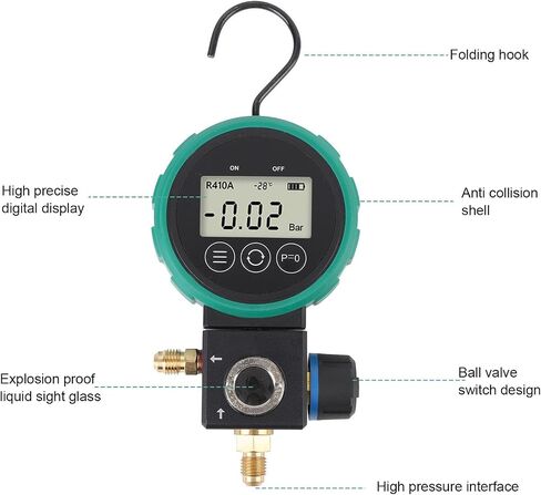 الضغط الرقمي ، التحكم في صمام الكرة ، مستشعر HVAC مقاييس الفراغ الرقمي صمد 400 PSI معايرة NIST معايرة الدقة in Kuwait