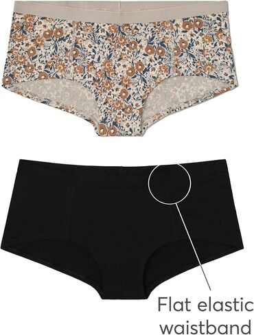 Pact Women's Organic Cotton Boy Shorts Underwear, Full Coverage Low Rise Panties, 2 Pack in Saudi Arabia