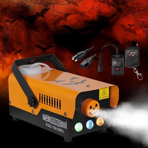 5 Core Fog Smoke Machine 750W & 2700CFM LED Lights Effect Low Lying Indoor 250ML Fog Maker with Fogger for Halloween with 1 Wired Receiver & RGB Remote Controls FOG 750 ORG in Saudi Arabia