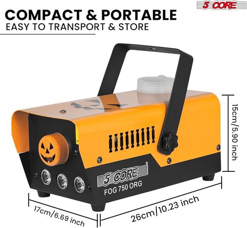 5 Core Fog Smoke Machine 750W & 2700CFM LED Lights Effect Low Lying Indoor 250ML Fog Maker with Fogger for Halloween with 1 Wired Receiver & RGB Remote Controls FOG 750 ORG in Saudi Arabia