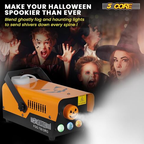 5 Core Fog Smoke Machine 750W & 2700CFM LED Lights Effect Low Lying Indoor 250ML Fog Maker with Fogger for Halloween with 1 Wired Receiver & RGB Remote Controls FOG 750 ORG in Saudi Arabia