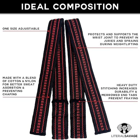 25" Powerlifting Straps (Pair) – Dominate Deadlifts with Heavy Duty Cotton Wrist Wraps – Maximum Grip Support for Strength Training & Weightlifting – Black/Red – For All Lifters: Newbies, Pros, Young Guns & Gym Vets in Saudi Arabia