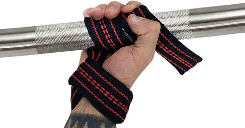 25" Powerlifting Straps (Pair) – Dominate Deadlifts with Heavy Duty Cotton Wrist Wraps – Maximum Grip Support for Strength Training & Weightlifting – Black/Red – For All Lifters: Newbies, Pros, Young Guns & Gym Vets in Saudi Arabia