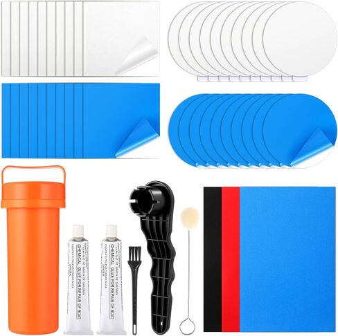 49 Pcs Inflatable Boat Repair Kit Pool Liner Patch Kit Waterproof with 30 ml Glue, Heavy Duty TPU Repair Patch Self Adhesive for Air Mattress, Tent, Swimming Ring, Raft, Kayak in Saudi Arabia