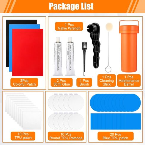 49 Pcs Inflatable Boat Repair Kit Pool Liner Patch Kit Waterproof with 30 ml Glue, Heavy Duty TPU Repair Patch Self Adhesive for Air Mattress, Tent, Swimming Ring, Raft, Kayak in Saudi Arabia