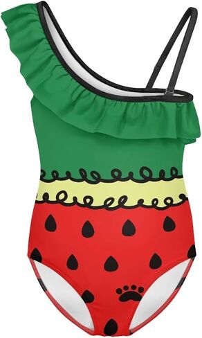 Girls One Piece Bathing Suit,Slim-Fit Ruffle Strap Swimsuit with Adjustable Strap Quick Dry Summer Beach Swim Suit in Saudi Arabia