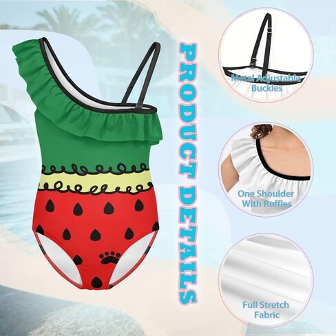 Girls One Piece Bathing Suit,Slim-Fit Ruffle Strap Swimsuit with Adjustable Strap Quick Dry Summer Beach Swim Suit in Saudi Arabia