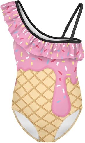 Girls One Piece Bathing Suit,Slim-Fit Ruffle Strap Swimsuit with Adjustable Strap Quick Dry Summer Beach Swim Suit in Saudi Arabia