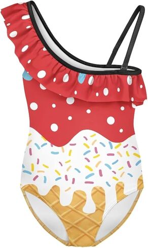 Girls One Piece Bathing Suit,Slim-Fit Ruffle Strap Swimsuit with Adjustable Strap Quick Dry Summer Beach Swim Suit in Saudi Arabia