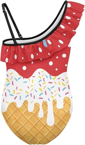 Girls One Piece Bathing Suit,Slim-Fit Ruffle Strap Swimsuit with Adjustable Strap Quick Dry Summer Beach Swim Suit in Saudi Arabia