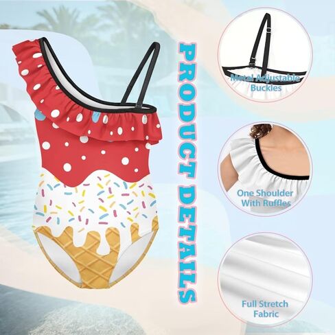 Girls One Piece Bathing Suit,Slim-Fit Ruffle Strap Swimsuit with Adjustable Strap Quick Dry Summer Beach Swim Suit in Saudi Arabia