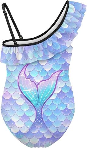 Girls One Piece Bathing Suit,Slim-Fit Ruffle Strap Swimsuit with Adjustable Strap Quick Dry Summer Beach Swim Suit in Saudi Arabia