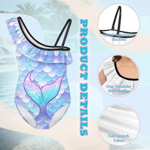 Girls One Piece Bathing Suit,Slim-Fit Ruffle Strap Swimsuit with Adjustable Strap Quick Dry Summer Beach Swim Suit in Saudi Arabia