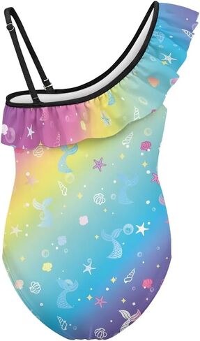Girls One Piece Bathing Suit,Slim-Fit Ruffle Strap Swimsuit with Adjustable Strap Quick Dry Summer Beach Swim Suit in Saudi Arabia