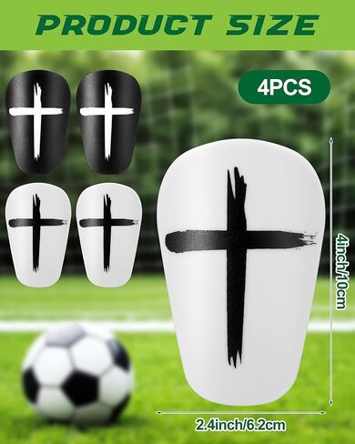2 Pairs Cross Grip Soccer Socks with 2 Pairs Cross Soccer Mini Shin Guards Anti Slip Religious Jesus Christian Socks White and Black Jesus Shin Pads for Men Women Yoga Baseball Sports Training in Saudi Arabia