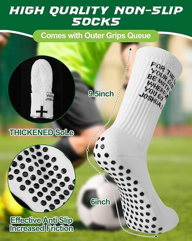 2 Pairs Cross Grip Soccer Socks with 2 Pairs Cross Soccer Mini Shin Guards Anti Slip Religious Jesus Christian Socks White and Black Jesus Shin Pads for Men Women Yoga Baseball Sports Training in Saudi Arabia