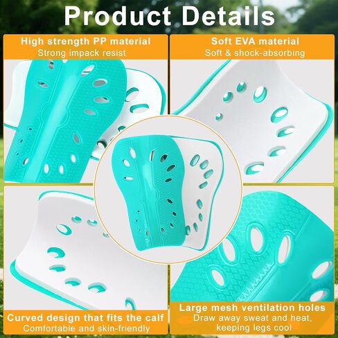 2 أزواج حرس شين كرة القدم شين وسادات شين زائدة خفيفة الوزن تنفس في حارس شين لمباراة التدريب على كرة القدم الأنشطة في الهواء الطلق واقية من الحراس الشين للبنين الفتيات in Kuwait